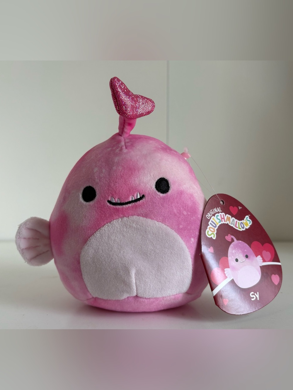 Original Squishmallows Sy the Anglerfish Rare Valentine Plush NWT